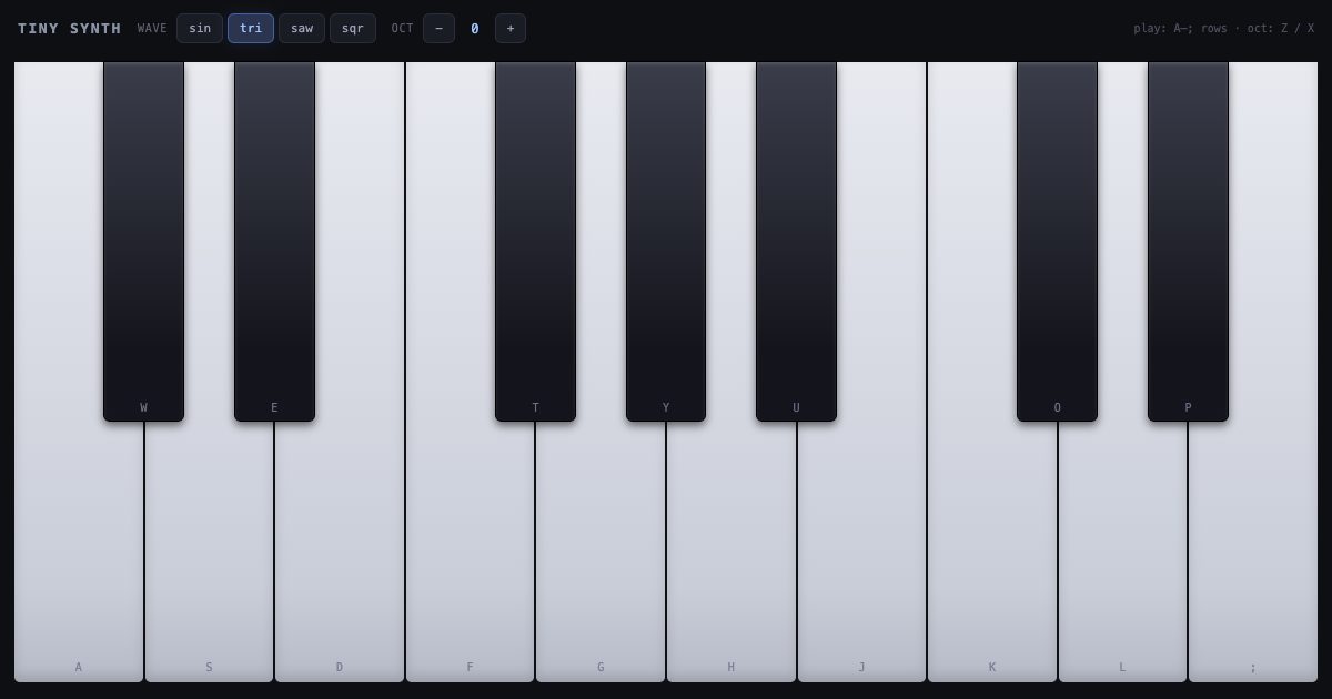 Tiny Synth, a still from the running widget